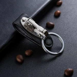 Quick Release Belt Clip Ring Holder Detachable Stainless Steel Leather Key chain - Picture 1 of 11