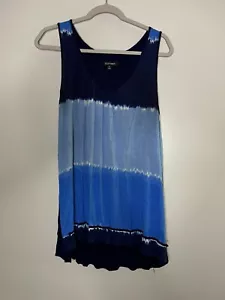 Ellen Tracy Blue Sleeveless Summer Tank Top Tie-Dye Women's Size Large - Picture 1 of 7