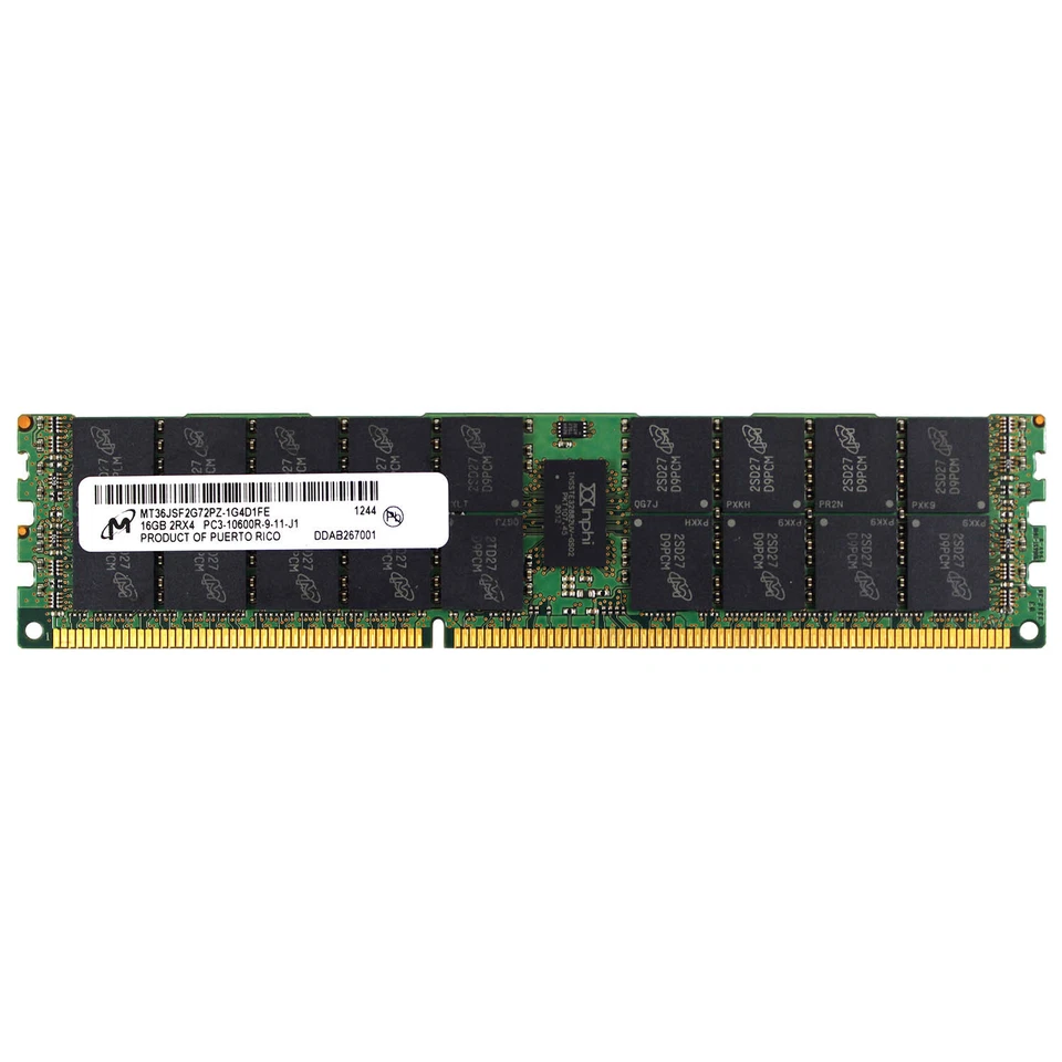 Micron MT36JSF2G72PZ-1G4D1HI DDR3 DIMM 16GB 10600R 1333Mhz 2rx4 1.5v Memory Ram - Image 1 of 1