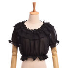 Summer Women Crop Tops Frilly Chiffon Lolita Lace Pullover Short Sleeve Shirt