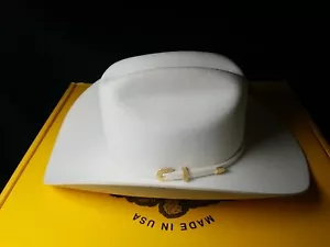 Cappello da cowboy western Twinstone taglia 6 3/4 bianco Sinaloa orlo 3,5 pollici USA 6X - Foto 1 di 15