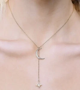 Lili Claspe Rope the Moon & Star Lariat Necklace Rachel Zoe Box of Style Gold - Picture 1 of 5