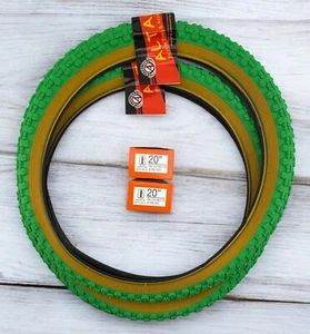 2 ALTALINE BICYCLE 20 X 2.125 BMX TIRES COMP III TREAD MULTIPLE COLORS W/ TUBES. - Picture 1 of 5