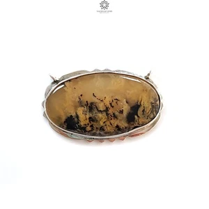 12.10gms Tiger Dendrite Agate Gemstone Oval 925 Sliver Bezel Set Pendant 1.85" - Picture 1 of 6