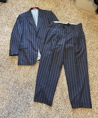 Abrigo Blazer Chaqueta Pantalones Tiglio Rosso Super 150's Lana Hecho en Italia Azul Talla 44L Foto 1 de 4