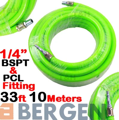 BERGEN HEAVY DUTY Air Line Hose Compressor Air Hose Line 10m 33ft 1/4" BSP HiVis