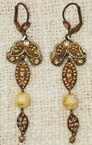 Boucles d'oreilles Adaya goutte angle ton or cristaux perles mosaïque tribale rétro ethnique