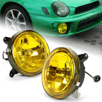 Yellow Lens Glass Fog Light Set w/ Bulbs For Subaru Impreza RS / WRX 2002-2003 - Image 1 of 4