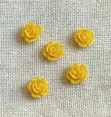 5 Dijes Flotantes ROSAS DE RESINA PLANA 6mm Inspirados en Origami Owl AMARILLO DORADO Foto 1 de 3