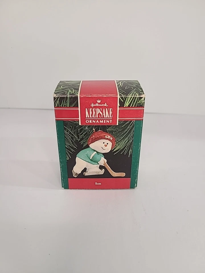 Hallmark Keepsake Adorno de Navidad Hockey Jugando Muñeco de Nieve "Hijo" 1990 Foto 1 de 1