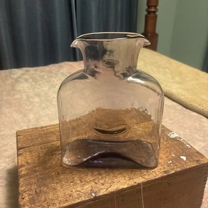 Blenko Amethyst Purple Seeded Glass Water Bottle Carafe Pitcher #384 MCM  NWT - Picture 1 of 3