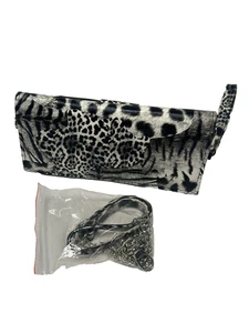 pequeño animal print monedero negro gris cartera bandolera clutch - Imagen 1 de 7