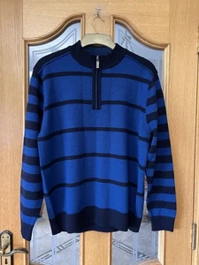Men’s Wool Blend Pullover Sweater, Zip Closure, Bust 116cm, Fits XL, Striped - Picture 1 of 13