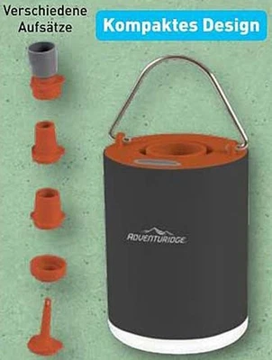 ADVENTURIDGE Ultraleicht Mini Akku Luftpumpe USB 6 Adapter LED Licht starke 4kPa