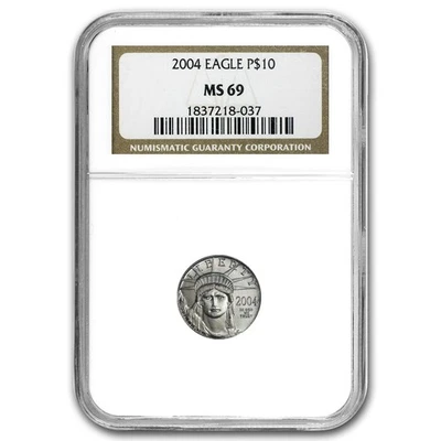 2004 1/10 oz American Platinum Eagle MS-69 NGC - Image 1 of 3