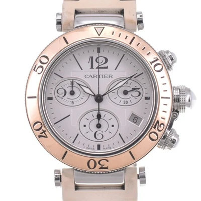 CARTIER Passive timer W3140004 Chronograph SS/K18PG/Rubber Quartz Men's L#142550 - Image 1 of 4