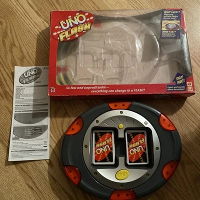 Mattel Uno Flash Electronic Card Game Sounds Lights 2007 Works Complete  - Image 1 of 4