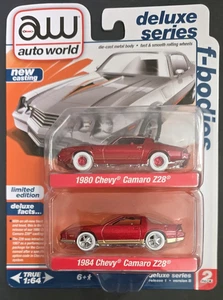 Auto World F-Bodies "ULTRA RED" 1980 & 1984 Chevy Camaro Z28 Target 2-Pack Chase - Picture 1 of 8