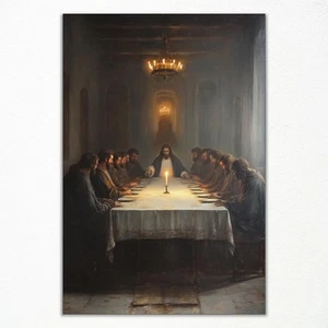 The Last Supper Wall Art, Christian Jesus Poster Canvas, Moody Vintage Jesus ... - Picture 1 of 6