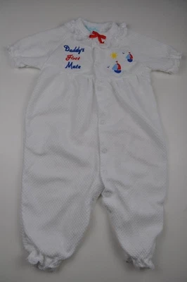 Vintage Baby Girl One Piece Daddy’s First Mate Sailing White Babygro - Image 1 of 4