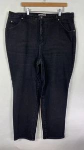 Jeans donna Faded Glory dritto elasticizzato tinta unita nero taglie forti 24W - Foto 1 di 14