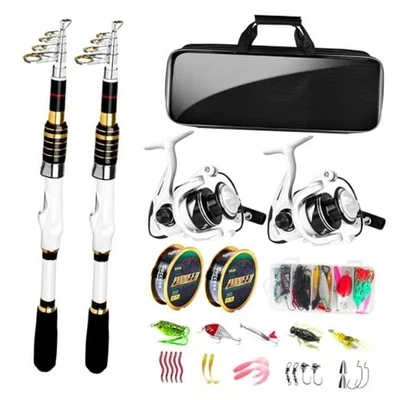 White Fishing Pole Combo, 2PCS 6.89FT Telescopic Fishing Rod and Reel 5.9FT - Image 1 of 4