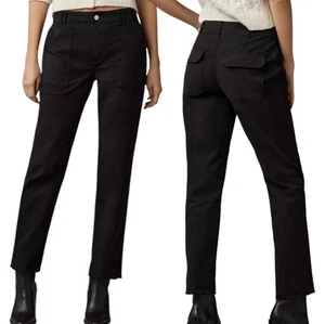 Pilcro Anthropologie Hose Utility Slim gerades Bein Damen Gr. 33 schwarz roher Saum - Bild 1 von 12