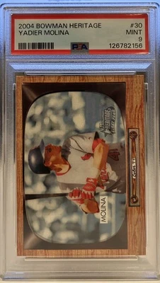 Tarjeta de novato Cardinals Bowman Heritage #30 2004 Yadier Molina PSA 9 como nueva Foto 1 de 2
