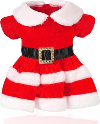 Dog Christmas Dress Santa Costume Red Outfit Belt Small Medium Dogs Holiday Wear - Image 1 of 4
