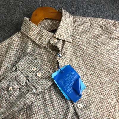 Bugatchi Shirt Men Extra Large Salmon Long Sleeve 8 Way Stretch Geometric Button - Image 1 of 4