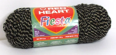 Hilo negro con manchas doradas Red Heart Fiesta # 6012 6 oz nuevo de stock Foto 1 de 4