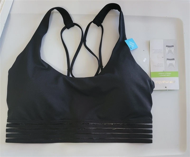 NEW Marika SM Strappy Low Impact Sports Bra Removable Cup Pads Blk Black 100663 - Image 1 of 2