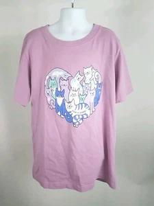 Life is Good Kid Short Sleeve Crusher Tee Heart Of Cats Purple X-Large 108284 - Picture 1 of 9