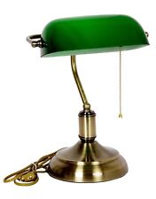 Bankers Lamp with Pull Switch Office Green Table Brass Reading Light Vintage