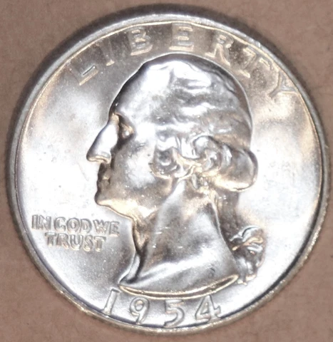 1954-S Washington Quarter - BU - #00196CA - Stock Photo - Free Shipping Cover