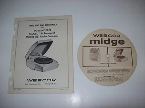 Vintage WEBCOR Midge Fonograf Modell 1136 / 1151 Anleitung, + Teileliste - Bild 1 von 5