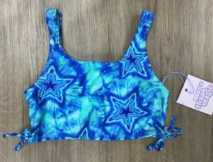 Girls’ Tie-Dye Star Bralette Bikini Top Blue/Green More Than Magic S (6/6X) - Picture 1 of 4