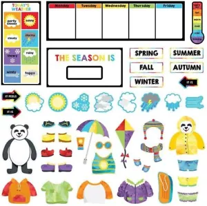Juego de 55 pegatinas Carson Dellosa Weather Bulletin Board Panda Bear A321 - Imagen 1 de 3