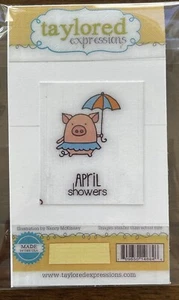 Taylored Expressions Piggy Stamp & Metal Die -April Showers Critter NEW - Picture 1 of 2