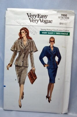 Vogue pattern 7650-vintage 1989- suit jacket/skirt - Sz.6-8-10 - uncut - Image 1 of 2