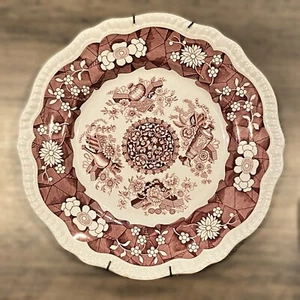 SPODE Archive Collection Regency Series TROPHIES Dinner Plate Cranberry Red - Picture 1 of 4