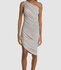$205 Norma Kamali Women's Gray Diana Ruched One-Shoulder Mini Dress Size L/40