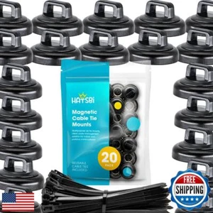 HATSBI. Multipurpose Magnetic Cable Zip Tie Mounts Neodymium Magnets Black (2 - Picture 1 of 5