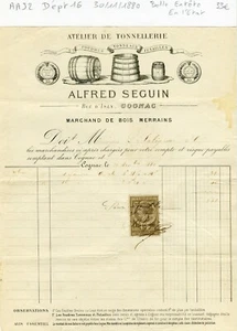 Dépt 16 - Cognac Rue d'Isly - Belle Entête Atelier de Tonnellerie du 30/11/1880 - Picture 1 of 1