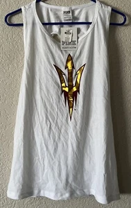 Victoria’s Secret PINK ASU Arizona State Pitch Fork White Tank Top Large NWT - Picture 1 of 8