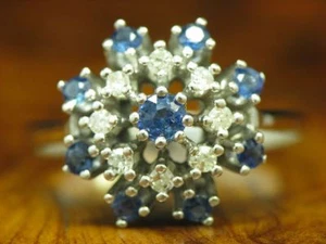 14kt 585 White Gold Ring With 0,16ct Diamond & 0,42ct Blauspinell Trim / Rg 52,5 - Picture 1 of 6