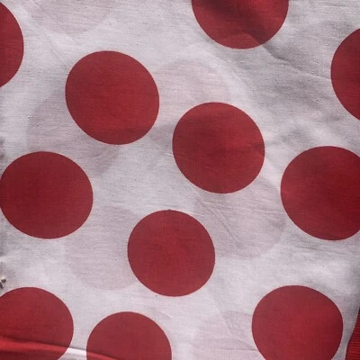 Vintage 80s 90s White And Red Dot Cotton Fabric 132x54” - Image 1 of 4
