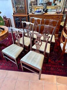 Fabulous Matching Set(6) of Oak English Georgian Dining Chairs. Circa 1800
