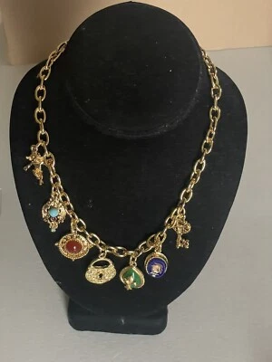 BEN-AMUN AMARANTHINE COLLECTION GOLD PLATED EZEKIEL CHARM NECKLACE 16” - Image 1 of 4