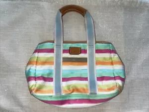 Coach Hampton Watercolor Canvas Satchel Bag-Multi-Color - Picture 1 of 14